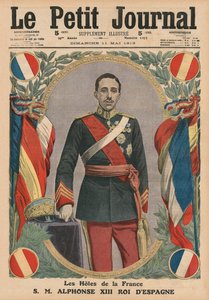 Gäster i Frankrike, H. M. Alfonso XIII, kung av Spanien, framsidans illustration från 