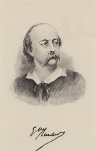 Gustave Flaubert, fransk romanförfattare (gravyr) av French School