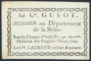 Guyot, kronofogde, handelskort av French School