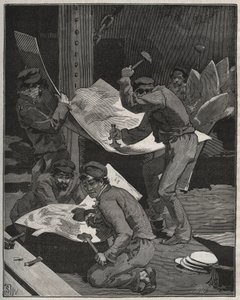 Hamra och sätta ihop delar av Frihetsgudinnan gjorda av Frederic Auguste Bartholdi (1834-1905). Gravyr från 1880 i "" Les arts et metiers illustres"" av Adolphe BITARD. av French School