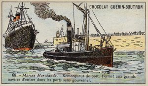 Hamn bogserbåt (chromolitho) av French School