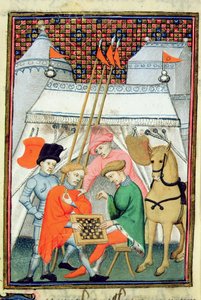 Harley 4431 f.133 Ulysses spelar schack, parisisk kopia, ca 1410-15 (vellum) av French School