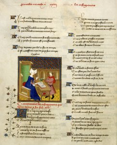 Harley 4431, f.261v Christine de Pisan och hennes son, illustration från "The Collected Works of Christine de Pisan" av French School