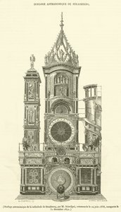 Astronomisk klocka i Strasbourgs katedral (gravyr) av French School