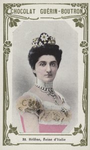 Helene, Reine dItalie (färgad bild) av French School