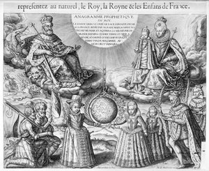 Henri IV (1553-1610) med sin familj, 1607 av French School