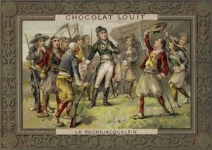 Henri de la Rochejacquelein talar till sina soldater, Vendee-revolten, franska revolutionen av French School