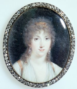 Henriette Lucy Dillon (1770-1853) Marquise de la Tour du Pin Gouvernet, ca 1802 (wc på elfenben) av French School