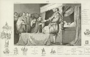 Henrik III av Frankrike på sin dödsbädd, 1589 av French School