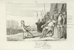 Henrik I av Frankrike benådar sin bror, Robert le Vieux, 1031 av French School