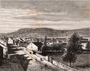 Hericourt - - departement Saone-et-Loire - gravyr i "La France illustree: geografi, historia, statistisk administration" av V.A. Malt-brunt. 1884 av French School