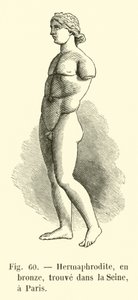 Hermafrodit, i brons, hittad i Seine, Paris (gravyr) av French School