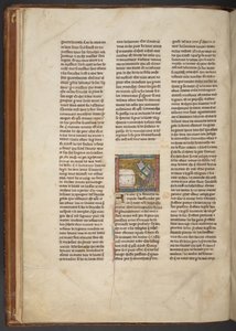 Eremit skriver vid ett skrivbord, från "Estoire del Saint Graal, La Queste del Saint Graal, Morte Artu", c.1315-25 (bläck på pergament) av French School