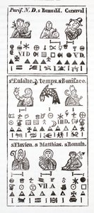 Hieroglyfer i en almanacka av French School