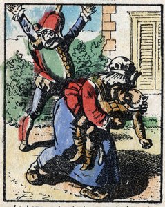 Historia om Dr. Pulcinella (Polichinelle). Trästick av Imaging Pellerin - Epinal, sd. Sent 1800-tal. av French School
