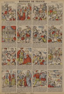 Frankrikes historia från Karl VIII:s död till massakern på S:t Bartolomeusdagen (färglitografi) av French School