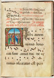 Heliga apostlar, Gradual, f.94 (bläck, tempera och bladguld på pergament) av French School