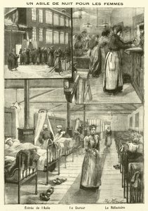 Hemlösa härbärge för kvinnor i Paris (gravyr) av French School