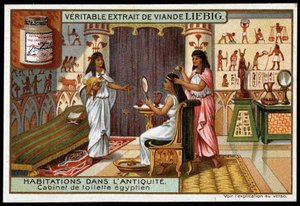 Bostäder i antiken: Egyptiskt badrum - Liebig-reklamdekal av French School