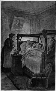 Honore de Balzac (1799-1850), en fransk författare, på sin dödsbädd 1850. av French School
