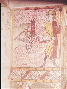 Ryttare som håller tyglarna på tre hästar, från norra muren, c.1265 av French School