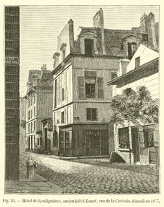 Hotel de Lesdiguieres, tidigare hotell Zamet, rue de la Cerisaie, revs 1877 av French School