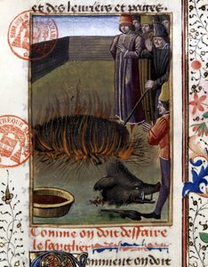 Hur man fäller en galt - i "" Hunting Book of Gaston Phoebus, Count of Foix, Lord of Bearn"" av French School
