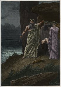 Människooffer av druiden efter Alphonse de Neuville - Druider som erbjuder människooffer - gravyr från "" Frankrikes historia berättad för mina barnbarn"" - av Francois Guizot - 1872-1876 av French School