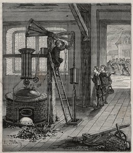 Humphrey Potter, ansvarig för att öppna och stänga ventilerna på Thomas Newcomens maskin, fick den att fungera utan hjälp genom att korrekt placera rep och butees för att öppna och stänga ventilerna av French School