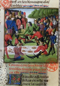 Jaktlunch, från jaktboken av Gaston Phebus de Foix (1331-91) av French School