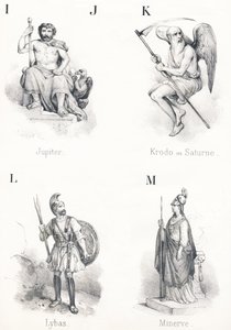 ; IJ K L M: Jupiter, Krodo, Lybas, Minerva av French School