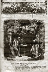 Illustration till romanen av Eugene Sue "The Seven Capitals"" dök upp i "The Bons Romans"" av 29/11/1864 av French School