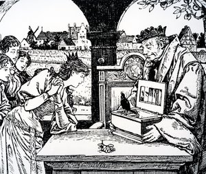 Illustration från Prinsessan och svinherden av HC Andersen av French School
