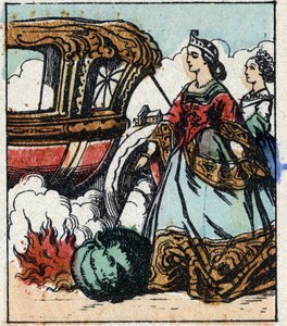 Illustration av Charles Perraults berättelse "Askungen eller den lilla glastofflan". Trästick av Imaging Pellerin - Epinal, sd. Sent 1800-tal. av French School