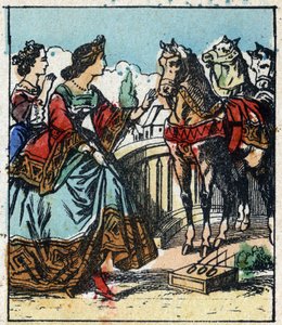 Illustration av Charles Perraults berättelse "Askungen eller den lilla glastofflan". Trästick av Imaging Pellerin - Epinal, sd. Sent 1800-tal. av French School