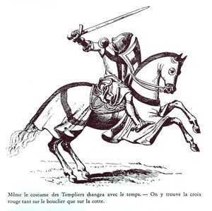 Illustration av en tempelriddare (gravyr) av French School