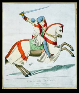 Illustration av en tempelriddare, efter ett manuskript från 1300-talet av French School