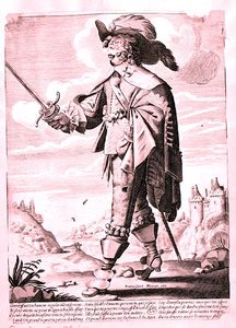Illustration av en soldat under Ludvig XIII:s regering (1601-43) (gravyr) (s/v foto) av French School