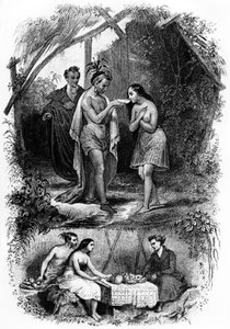 Illustration av romanen "Les Natchez" av Francois Rene de Chateaubriand av French School