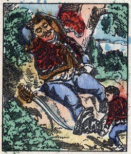 Illustration av berättelsen "" Le petit poucet "" av Charles Perrault. Trästick av Imaging Pellerin - Epinal, sd. Sent 1800-tal. av French School