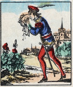 Illustration av berättelsen "The Adventures of Grand Flandrin"” Trästick från Imaging Pellerin - Epinal, sd. Sent 1800-tal. av French School