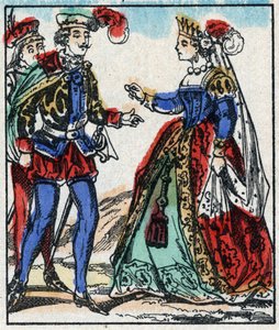 Illustration av berättelsen "The Adventures of Grand Flandrin"” Trästick från Imaging Pellerin - Epinal, sd. Sent 1800-tal. av French School