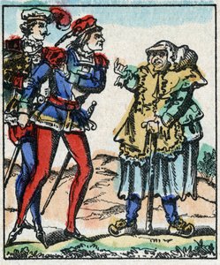 Illustration av berättelsen "The Adventures of Grand Flandrin"” Trästick från Imaging Pellerin - Epinal, sd. Sent 1800-tal. av French School