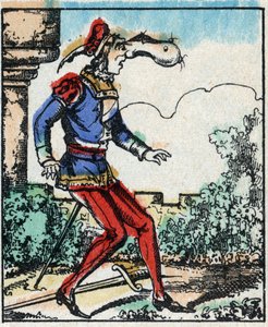 Illustration av berättelsen "The Adventures of Grand Flandrin"” Trästick från Imaging Pellerin - Epinal, sd. Sent 1800-tal. av French School