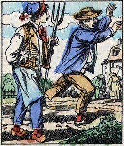Illustration av berättelsen "" Djävulens gaffel "" Trästick från Imaging Pellerin - Epinal, sd. Sent 1800-tal. av French School