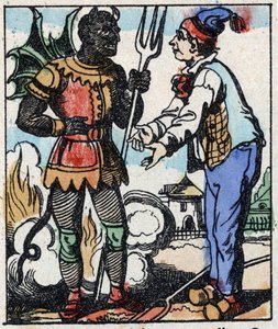 Illustration av berättelsen "" Djävulens gaffel "" Trästick från Imaging Pellerin - Epinal, sd. Sent 1800-tal. av French School