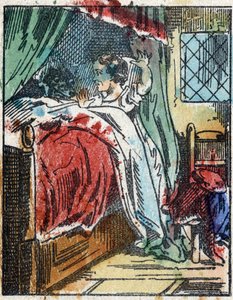 Illustration av berättelsen "Rödluvan"" av Charles Perrault. Trästick från Imaging Pellerin - Epinal, sd. Sent 1800-tal. av French School