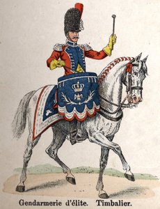 Imperial Guard Napoleon I: Elite Gendarmerie - Timbalier. Tallrik från boken Les Uniforms de l