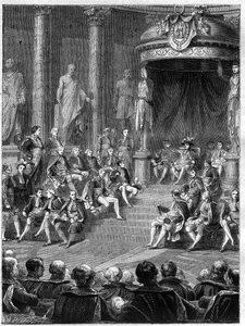 Imperiale seans i senaten: tal av Napoleon om konstitutionen av det nya kungadömet Italien 1805 - i "Histoire de l