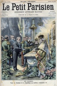I Ryssland: besök av president Emile Loubet (1838-1929) i graven av Alexander III (1845-1894), Rysslands kejsare, i "Le petit Parisien"" av French School